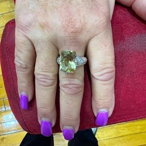 Beautiful Judith Ripka ring with yellow stone